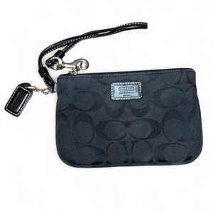 Coach Black Signature Wristlet Pouch with Detachable Strap